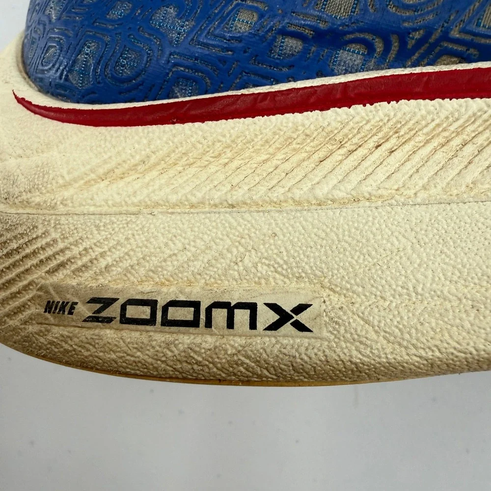 Nike ZoomX Vaporfly Next% Mens 10.5 Blue White Red DD8337-400 Running Shoes